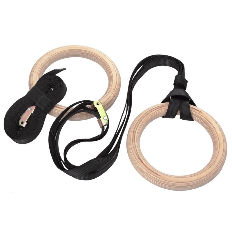 Gymnastic Ring Wood - Cincin Senam Kebugaran dengan Gesper Panjang